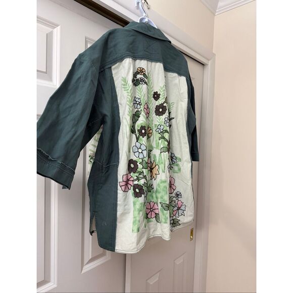 Free People Floral Embroidered Kimono - Green and Cream - Picture 6 of 9